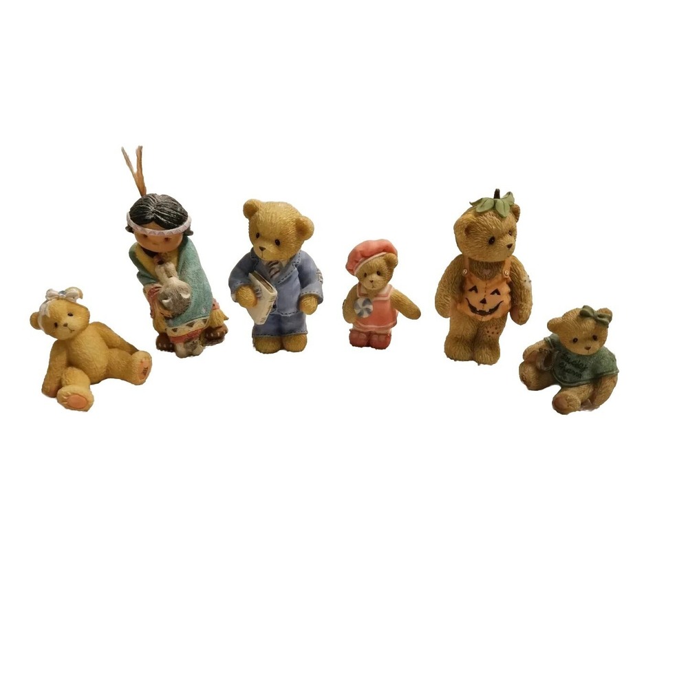 Vintage Enesco Cherished Teddies‎ 90s Figurines Lot Of 6 Dances With Wolves